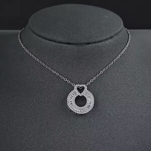 Heart Halo Cubic Zirconia Pendant , Valentine’s Day Gift Necklace